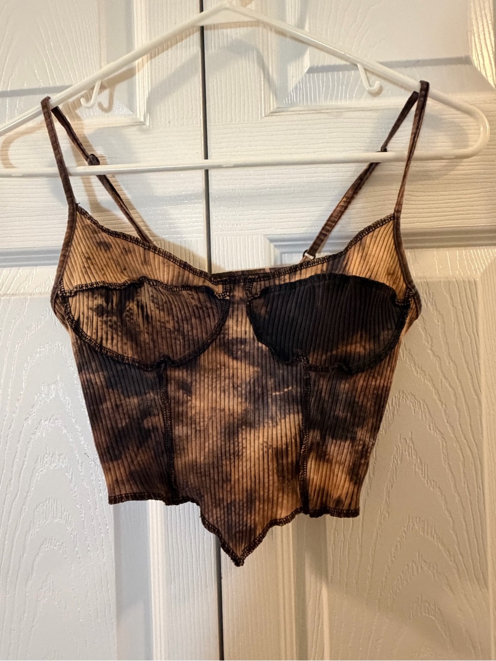 🚨 Black and Tan Tie-Dye Ribbed Bustier Cami🚨